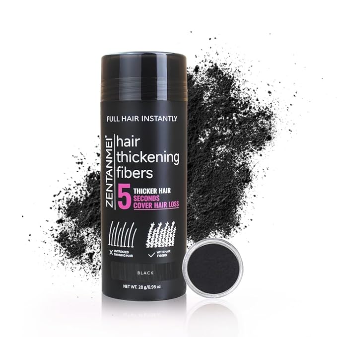 Hair Fibers for Thinning Hair for Women All-Natural Hair Building Fibers 0.98 Oz Hair Volume Powder Bald Spot Cover Up for Men & Women (Black）