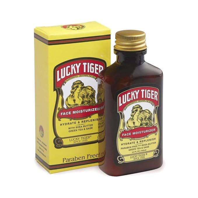 Lucky Tiger Face Moisturizer for Men (3.5 Fl Oz) – Hydrating and Replenishing Facial Cream with Shea Butter & Green Tea – Purifies & Reduces Wrinkles- Alcohol-Free & Fragrance-Free