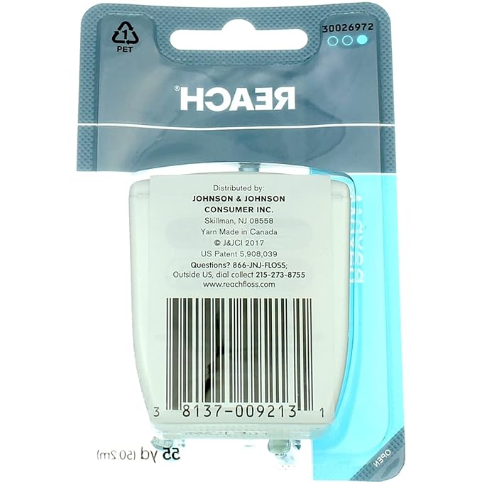 Reach Unflavored Waxed Dental Floss, 55 yds, Pack of 10