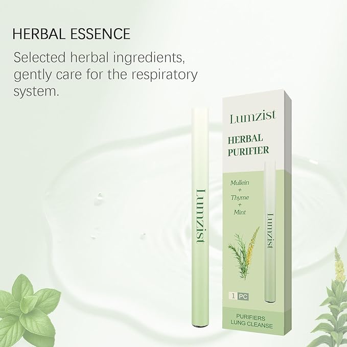 Mullein Herbal Diffuser Stick for Lung Cleasing Refreshing Oral Comfort,Herbal Diffuser Pen - Non Electric - Plant-Based Lifestyle, Oral Air Freshening with Extracts of Mullein, Thyme and Mint (1 PC)