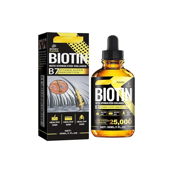 30ml Biotin & Collagen Hair Growth Oil - Scalp Treatment for Hair Loss, Anti Hair Loss Serum with Rosemary Oil & Vitamin E for Thinning Hair, Men & Women