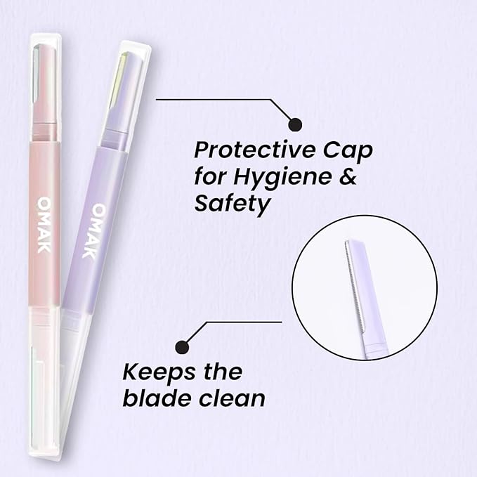 Double-Ended Face Razor for Women – Eyebrow & Dermaplaning Tool | 6 Pack = 12 Blades Stainless Steel | Peach Fuzz Remover & Exfoliator for Smooth, Glowing Skin