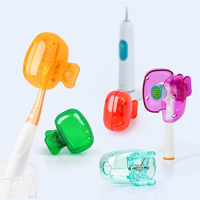 6 Pack Toothbrush Covers Portable Toothbrush Protector Coverings Clips Tooth Brush Storage Head Cover Cap for Kids Bathroom Home Travel Tooth Brush Case