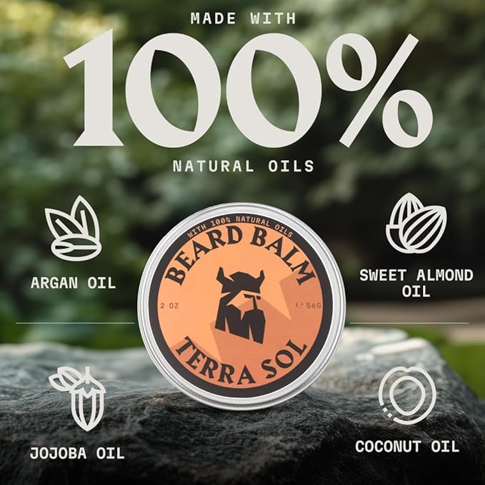 Striking Viking Beard Balm for Men - Leave in Beard Conditioner - Styling Balm Made with Naturally Derived Beard Butter, Argan & Jojoba Oils (2 Ounce (Pack of 1), Terra Sol)