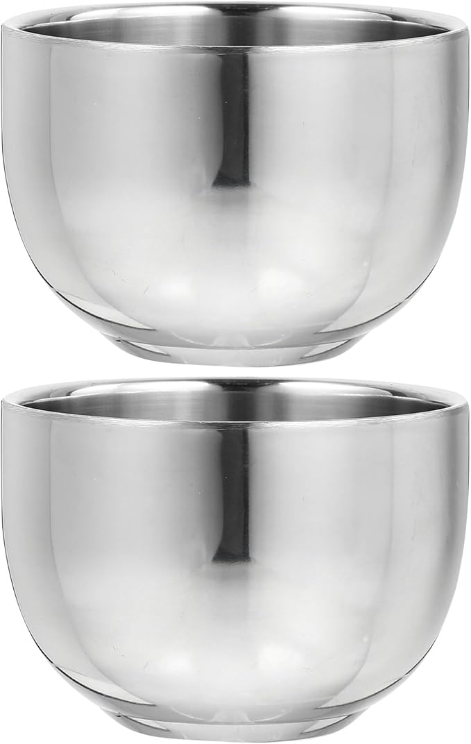 FRCOLOR Stainless Steel Shaving Soap Bowls 2pcs Men’s Bubbling Vessels Foaming Cups for Shaving Accessories Grooming Bathroom Use
