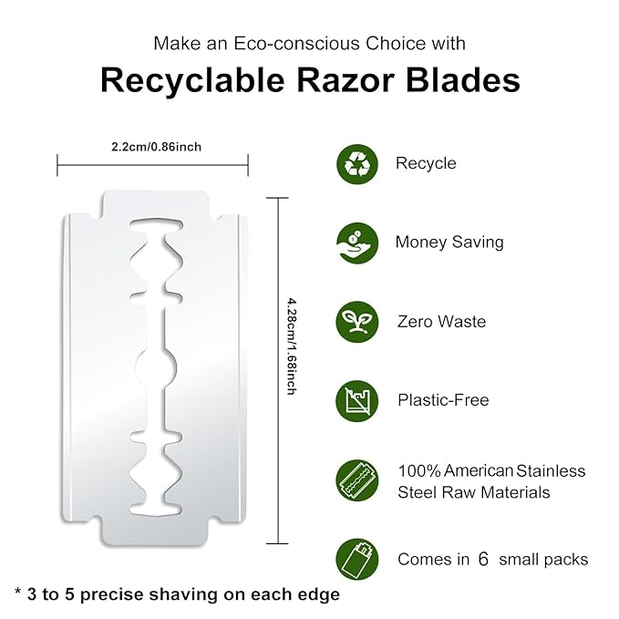 Platinum Coated Safety Razor Blades (USA Stainless Steel, fit All Standard Double Edge Safety Razors), 30 Count, with 1 Compact Razor Blade Disposal Container for Daily & Travel Use