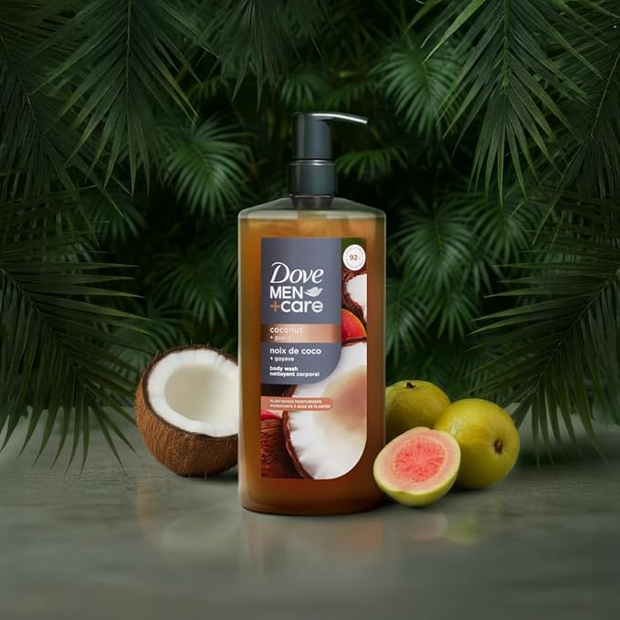 DOVE MEN + CARE Plant-Based Coconut + Guava Body Wash for Men For Moisturized Skin 26 Fl Oz