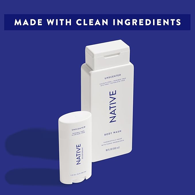 Native Body Wash for Men & Women, Seasonal | Sulfate, Paraben, and Dye Free, with Naturally Derived Clean Ingredients Leaving Skin Soft and Hydrating, Unscented 18 oz