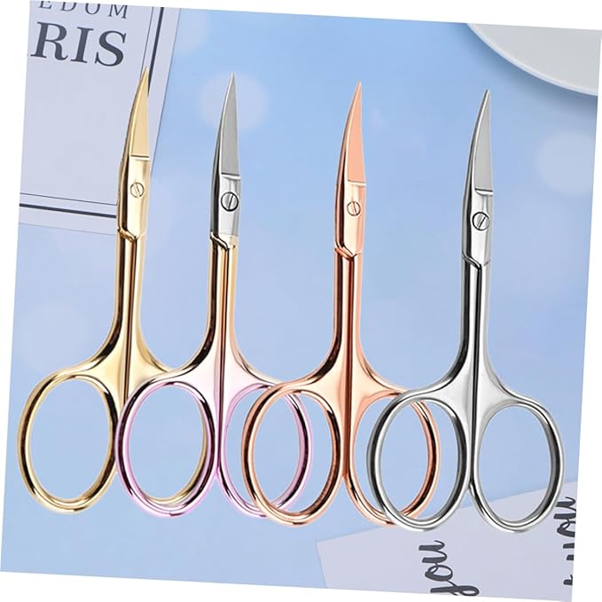 Angoily 8pcs Men Beard Scissors Mustache Scissors Barber Shop Shears Nose Hair Trimmer Precision Cutting Random Color