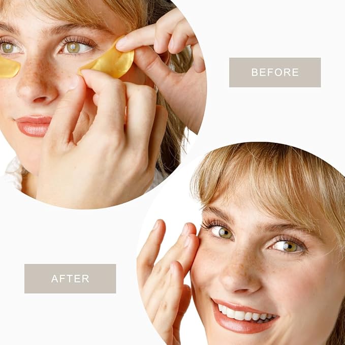 Under Eye Patches for puffy eyes and dark circles, Collagen & Peptides Skincare, Gold Eye Masks for dark circles and puffiness, Self Care Gifts for Women & Men, Under Eye Mask Patches-Gold 24 Pairs