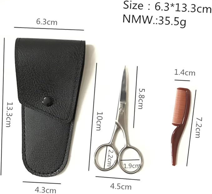 WOONEKY Beard Scissors Set Mustache Eyebrow Trimmer Hair Tools for Men Stainless Steel Scissor Kit for Barber Shops Home Use