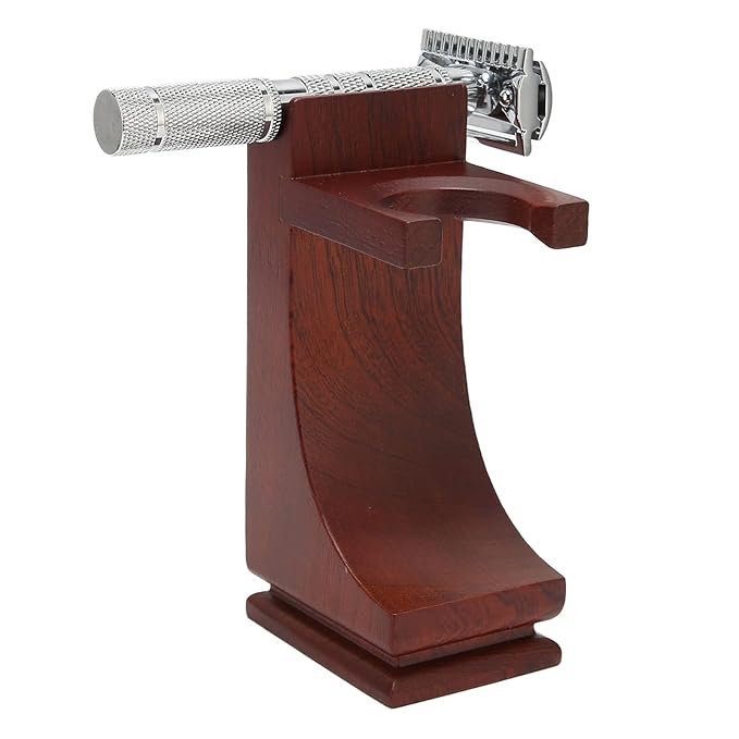 Wood Shave Stand razor and brush stand Strong Practicality Anti Slip Base Shave Stand Strong Stable To Use Wine Red for Bathroom Belleza