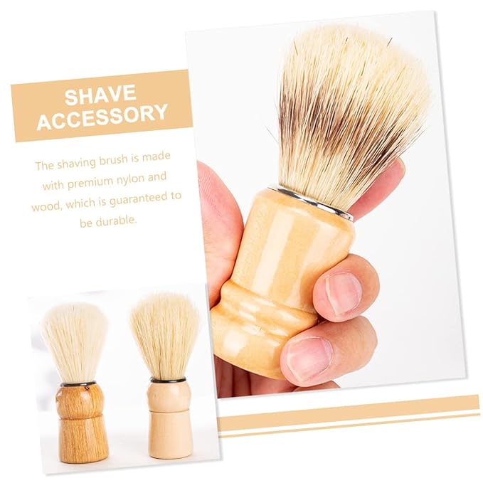 Men's Shaving Brush 2pcs Badger Hair Shave Brush Wooden Handle for Men