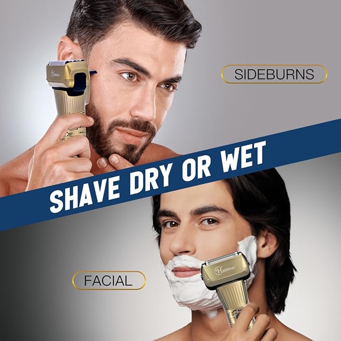 Hatteker Foil Shaver Electric Razor Men's Shaver T-Blade Trimmer Beard Trimmer Beard Clipper Hair Clipper LED Display Waterproof Wet/Dry Shaver Kit 2 in 1