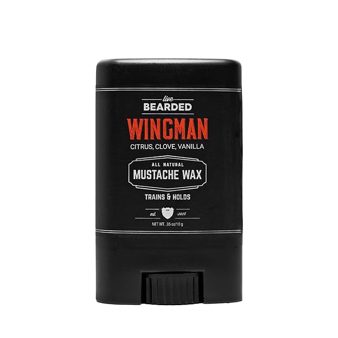 Live Bearded Mustache Wax Stick, 0.35 oz - Made in the USA with All-Natural Ingredients - Medium Hold Stache and Beard Styling for Men | Wingman - Citrus, Clove, Vanilla
