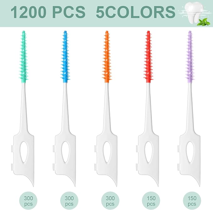 600 Pcs Dual-use Soft Interdental Brushes Disposable Picks for Teeth Dental Floss Picks with Case Dental Braces Brush for Teeth Cleaning and Health