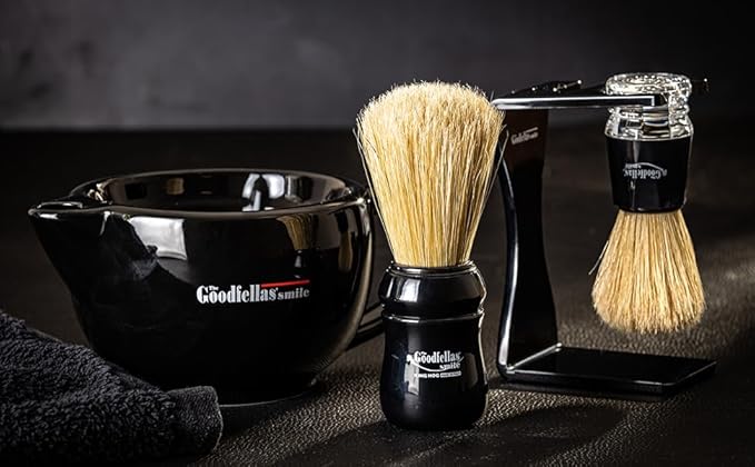 The Goodfellas’ Smile Wild Hog Shaving Brush by Omega Brushes – Pure Boar Bristle 57 mm, Traditional Wet Shaving Brush for Soap & Cream, Made in Italy