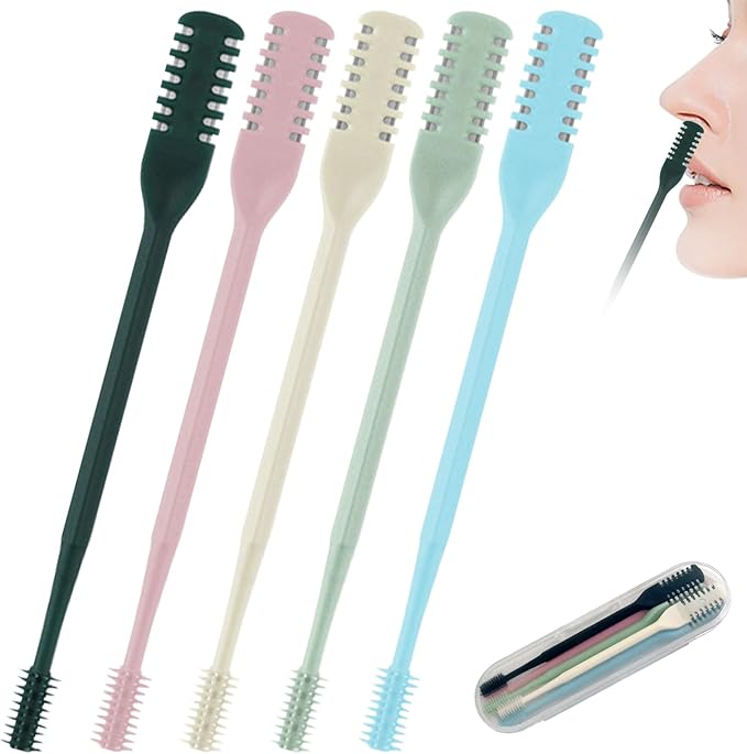 5Pcs 2-in-1 Nasal Hair Cutter, Nasal Hair Cutter for Women Men, Double Sided Nose Hair Cutter, 360° Rotating Manual Nostril Hair Removal Tool Nose Hair Trimmer, Travel Essentials, Colorful