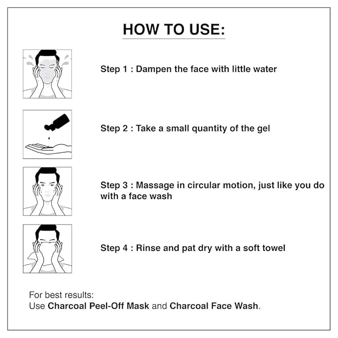 The Man Company Charcoal Cleanser for Oily Skin, Gel Based Cleanser (Black Pepper & Bergamot), Blackhead Cleanser, Oily Skin Facial Cleanser, 3.3 oz
