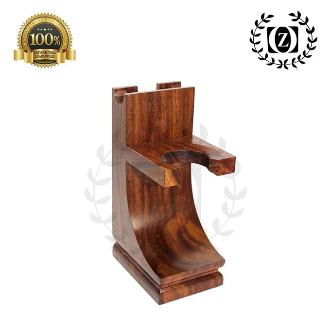 Mission Style Classic Wooden Safety, Straight Razor & Brush Stand Walnut Finish