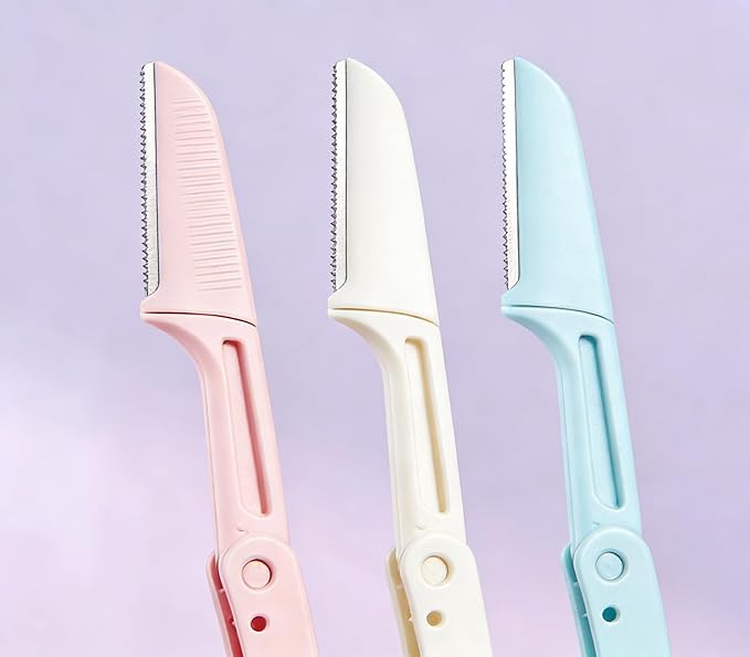 [Aesthetic Design] Folding Eyebrow Trimmer Set, a Must - have for Beginners, Anti - scratch Stainless - steel Women's Razor with Protective Net