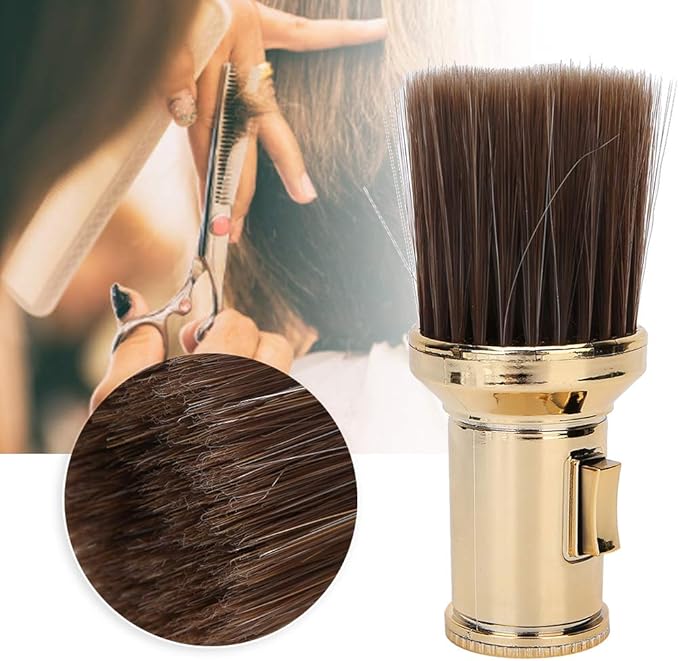 Hair Sweep, Multifunctional Neck Duster Brush Beard Shaving Brush Barber Brush for Barber Shop(Gold)