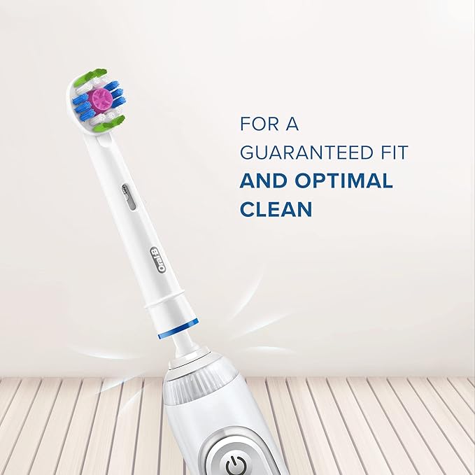 Oral-B 3D White Electric Toothbrush Head with CleanMaximiser Technology, Angled Bristles for Deeper Plaque Removal, Pack of 4, White
