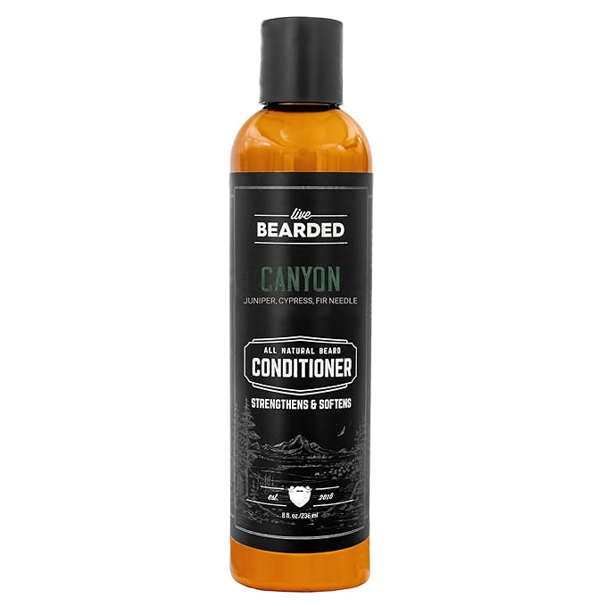 Live Bearded Beard Conditioner, 8 fl oz - Strengthens and Softens Facial Hair - Made in the USA - All-Natural Ingredients with Biotin, Caffeine | Canyon Scent - Juniper, Cypress, Fir Needle