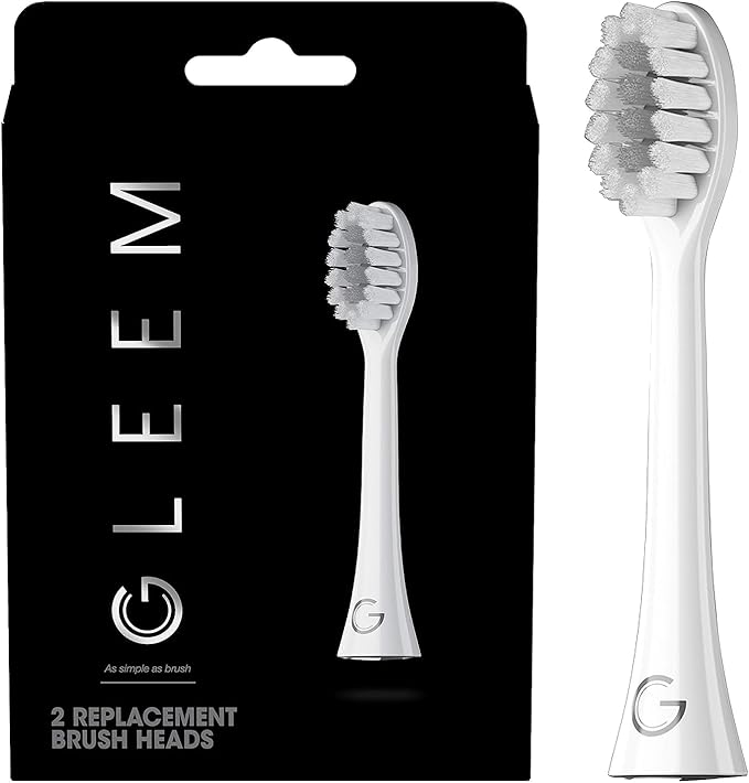 GLEEM Toothbrush Replacement Brush Heads Refill, White, 2 count
