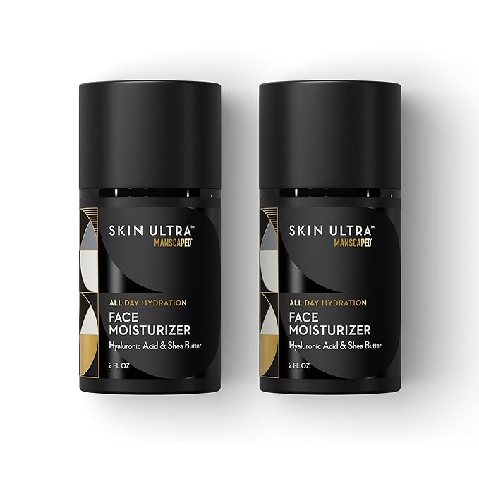 MANSCAPED® Skin Ultra™ Face Moisturizer - Men's Daily Hydrating Skincare Lotion Infused with Hyaluronic Acid, Vitamin E & Shea Butter, Non-Greasy, Fast Absorbing, 2 fl oz, (2-Pack)