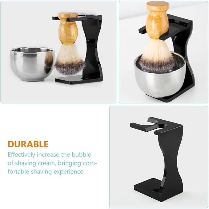 NOLITOY Shaving Brush and Razor Stand 2pcs Set Acrylic Shaving Tool Holder for Men Bathroom Storage Black Beard Grooming Accessories