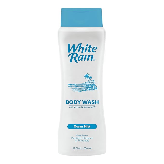 White Rain Ocean Mist Body Wash for Men & Women, 12 fl oz - Moisturizing Shower Gel Body Wash for Women & Men - Paraben-Free, Gentle Cleansing with Aloe & Vitamins for Soft Skin