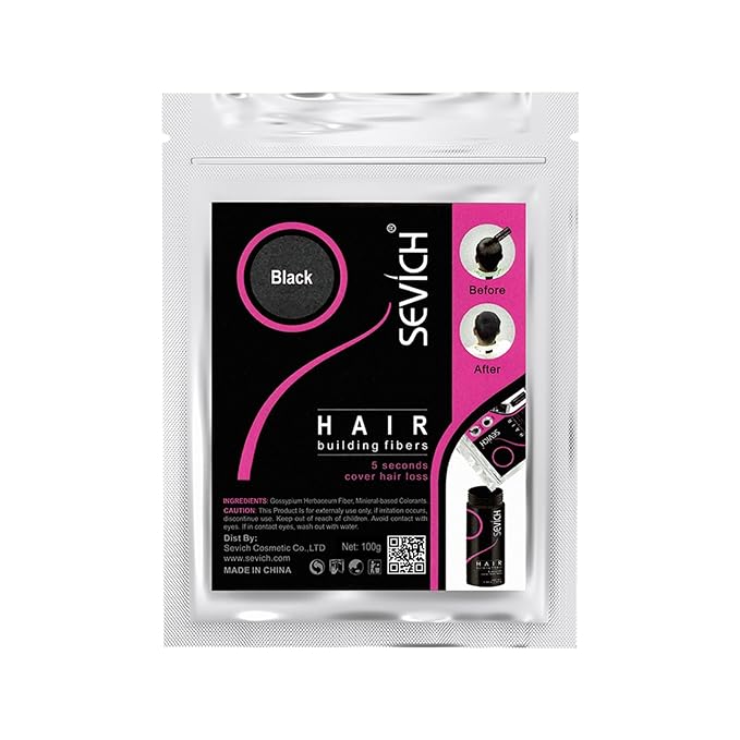 SEVICH Hair Fibers for Thinning Hair, Hair Building Fibers Instantly Thicker & Fuller Look,Hair Powder for Men & Women 100g Black