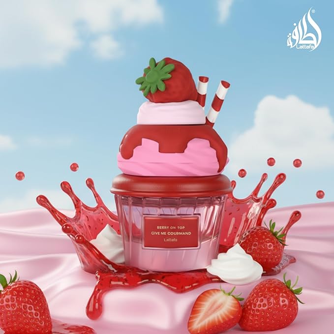 Lattafa Berry On Top Eau de Parfum, Give Me Gourmand Collection, Fruity Berry & Vanilla Cream Scent, Spray Form, 75ml