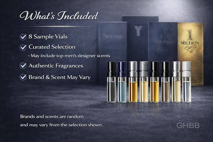 Men’s Cologne Sample Discovery Set – Top Designer High-End Luxury Fragrance Mini Vial Sampler | Random Assortment Travel Gift Pack for Husband, Dad, Boyfriend – Holiday & Party Gift (8 Pieces)