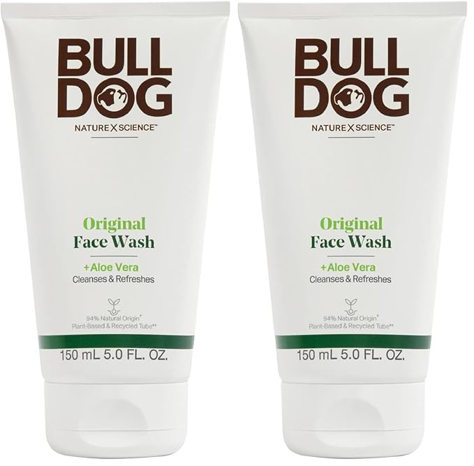 BULLDOG Mens Skincare and Grooming,Original Face Wash,5 Fluid Ounce,(Pack of 2)