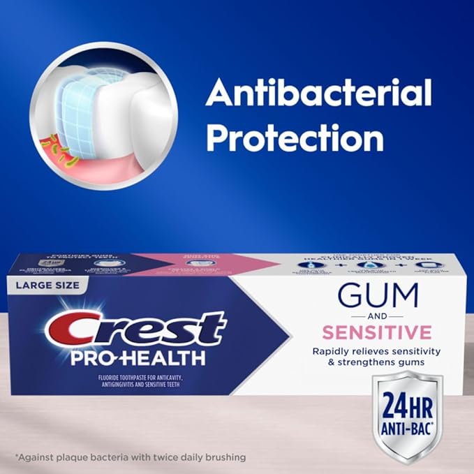 Crest Pro-Health Sensitive and Gum All Day Protection Toothpaste 4.8 oz- Anti cavity, Antibacterial Fluoride , Clinically Proven, Sensitivity