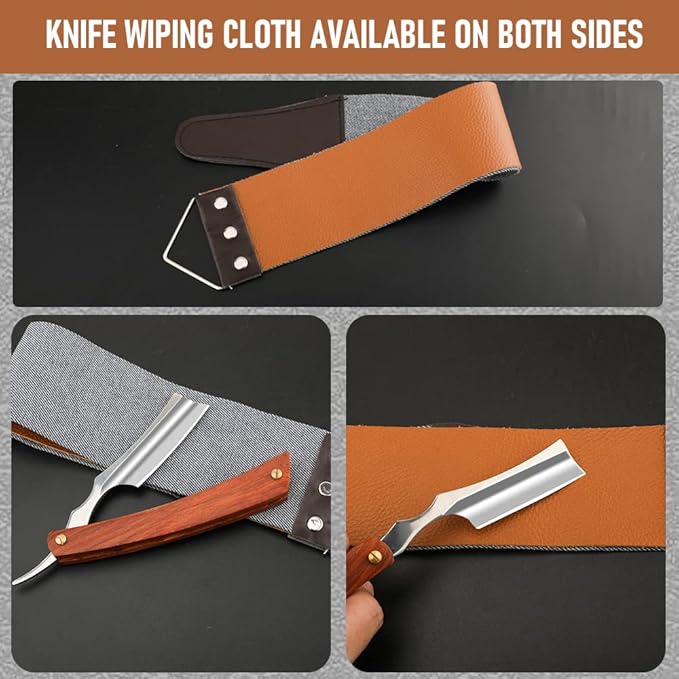 Straight Razor With Strope - Professional Straight Edge Barber Premium Stainless Steel Shaver With Shaving Strop for Men Home & Salon Grooming Using (NO.150)