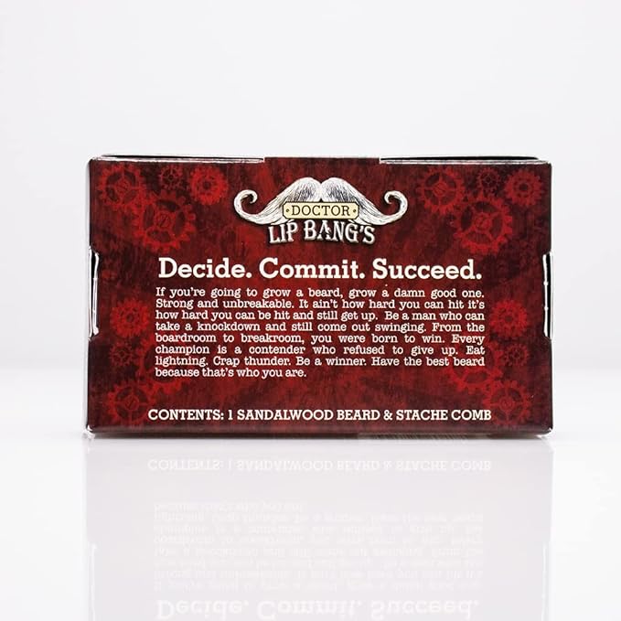 Doctor Lip Bang’s Beard and Stache Comb | Vegan | Cruelty-Free | 100% All-Natural Sandalwood | Anti-Static | Dual-Action Teeth for All Beard Types | Handmade in the United States