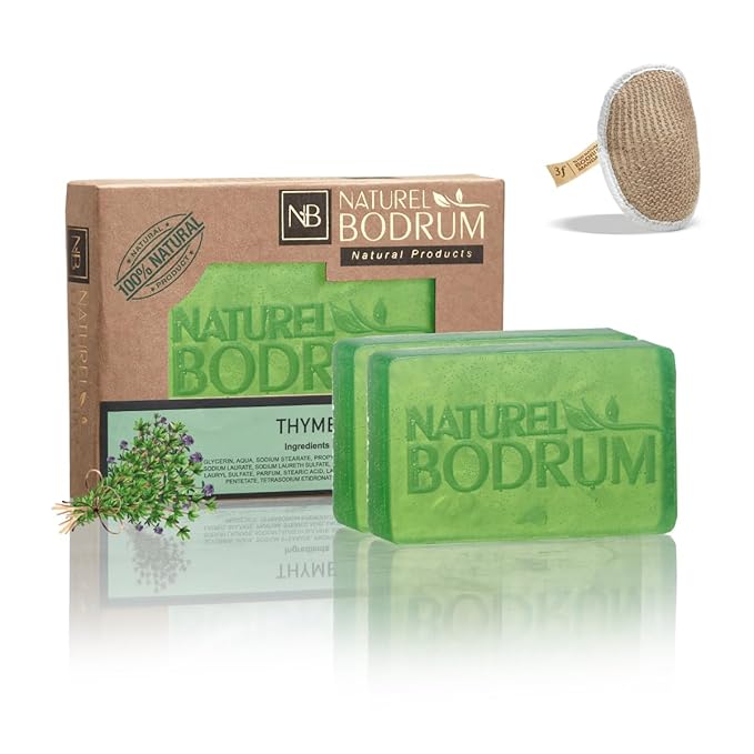 Thyme Organic Soap Bar for Women and Men, Pack of 2 Glycerin Soap Bars - Clarifying Facial & Body Bar Soap for Balanced Oily Skin - Natural & Vegan Spa Gift, for All Skin Types