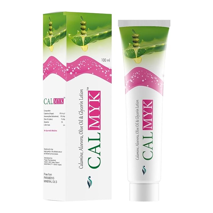 CALMYK Face Cream with Calamine, Aloe Vera, Olive & Glycerin – Gentle Daily Moisturizer for Comforted Skin & Smooth Texture, Suitable for Men & Women – 100ml (3.4 oz)