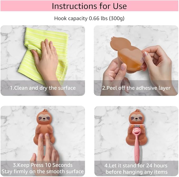 AGMDESIGN Cute Sloth Razor Holder for Shower, Women's Razor Hang in Shower, Animal Towel Hook, Funny Sloth Bathroom Decor Gifts for Men Women Wife Husband Boyfriend Girlfriend