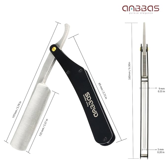 Anbbas Badger Hair Shaving Brush,Stand,Lathering Bowl,3.5oz Soap,Straight Razor with Bag and Razor Strop,7in1 Kit for Men Wet Shave