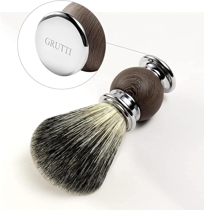 Men's Luxury Shaving Brush - GRUTTI Shave Brush for Wet Shave Using Shaving Cream & Soap，Professional, Fast - Lathering, No - Shedding, Synthetic Bristles - for Men Gift