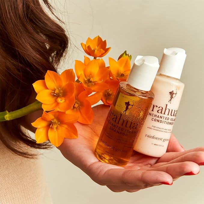 Rahua Enchanted Island Shampoo,Travel Size, Vegan, Sulfate Free Nourishing Shampoo with Biotin, For All Hair, Supports Healthy Growth & Shine, Coconut Guava Scent, Hair Care for Men & Women, 2 Fl Oz