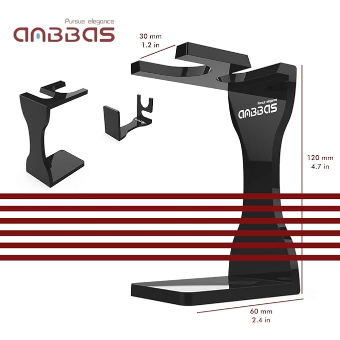 Anbbas Pure Badger Hair Shaving Brush Solid Manchurian Ash Wood Handle,Black Broken-Resistant Acrylic Shaving Stand,Stainless Steel Shaving Bowl Dia 3.2 inch and Goat Milk Soap 100g 4IN1 Set for Men