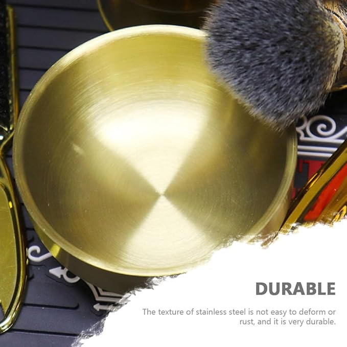 Shaving Soap Bowl for Men Stainless Steel Foaming Bubble Bowl Facial Cleansing Tool Gold Razor Lather Cup for Sensitive Skin Beard Care
