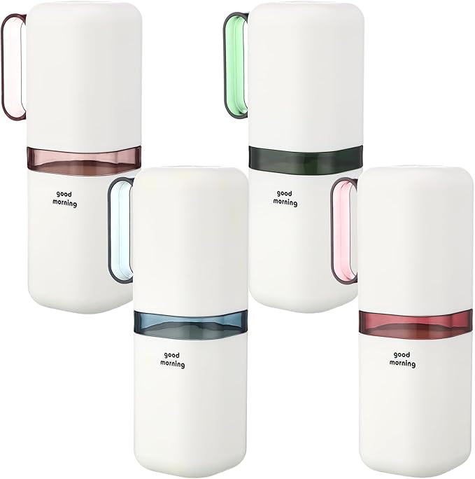 4 Pcs Travel Toothbrush Holder with Cups Toothbrush and Toothpaste Case Multifunctional Travel Tooth Brush Holder Containers Portable Cup with Handle for Camping Business