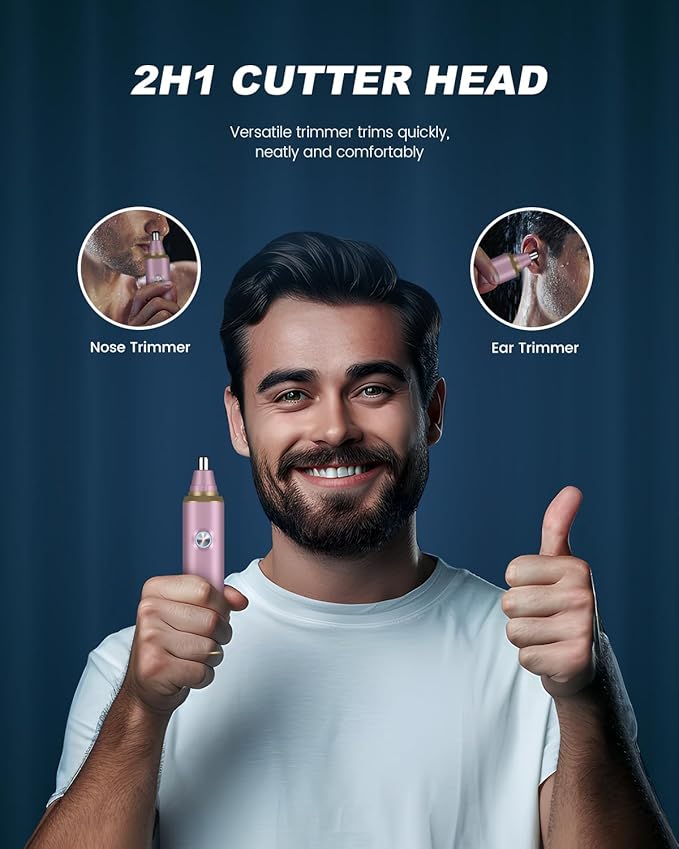 Ear and Nose Hair Trimmer for Men, 2025 Professional Painless USB Rechargeable Eyebrow & Facial Hair Trimmer, 13,000 RPM Precision Tool with Powerful Motor and Dual-Edge Blades, IPX7 Waterproof