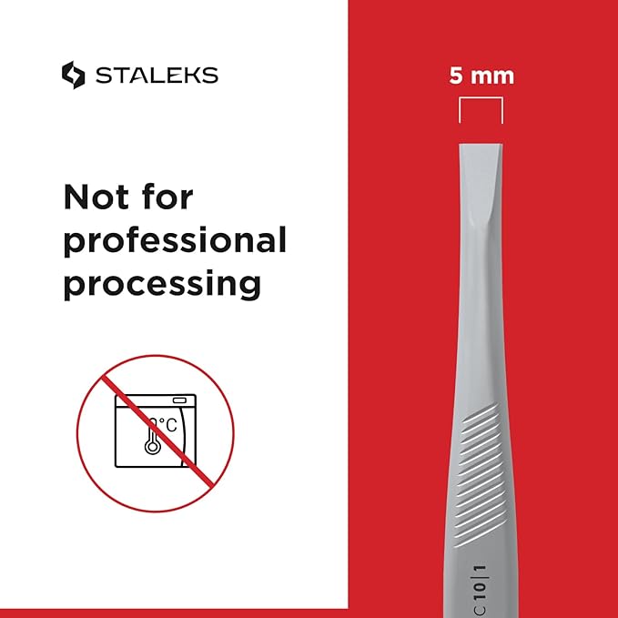 STALEKS CLASSIC 10 Type 1 Eyebrow Tweezers – Wide Straight Stainless Steel for Thick Brows & Precise Home Hair Removal
